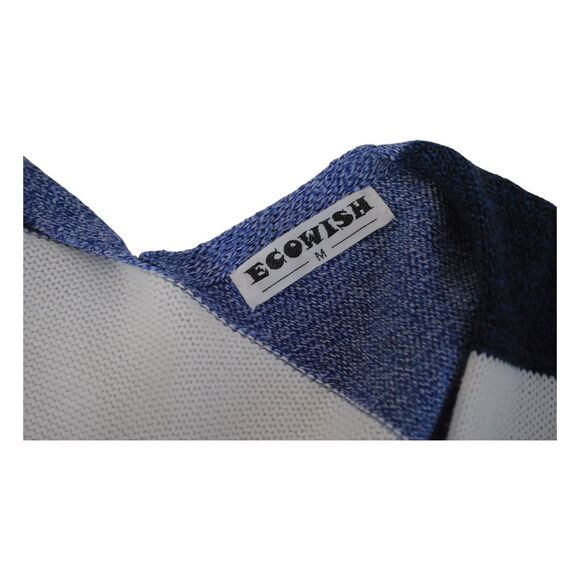 Women Ecowish  Striped Open Front Longline Tight Knit Cardigan Sweater  Size M - Picture 4 of 5